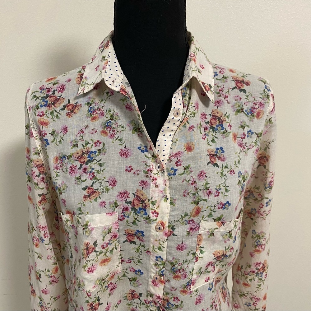 Promod Button up Floral print Shirt Size Medium - Picture 7 of 17